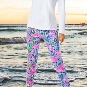 Lilly Pulitzer Pink and Green Floral Pants Size 0